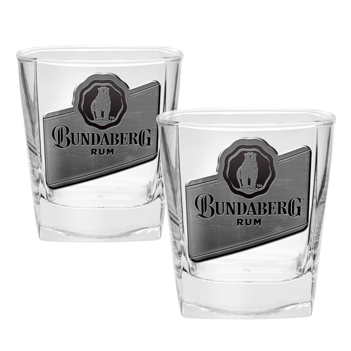 Bundaberg Rum Badged Spirit Glasses Set of 2 - Silver