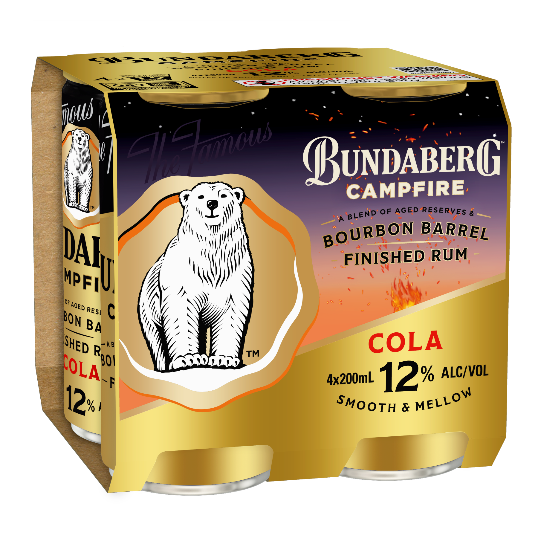 Bundaberg Campfire Rum & Cola 12% 4 pack 200ML