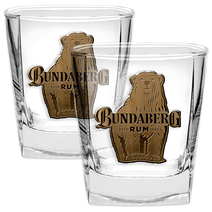 Bundaberg Rum Bear Badged Spirit Glasses Set of 2