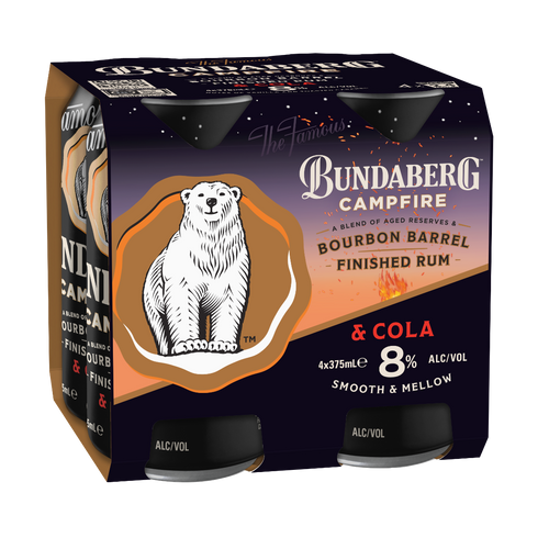 Bundaberg Campfire Rum & Cola 8% 4 Pack 375ml - Bundaberg Rum