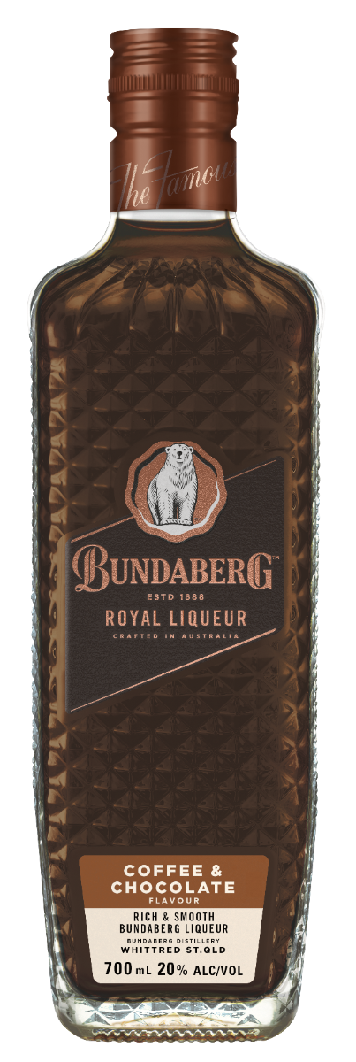 Object: Tall, rectangular, dark-brown liqueur bottle. Action: It stands upright. Context: Isolated on a white background.