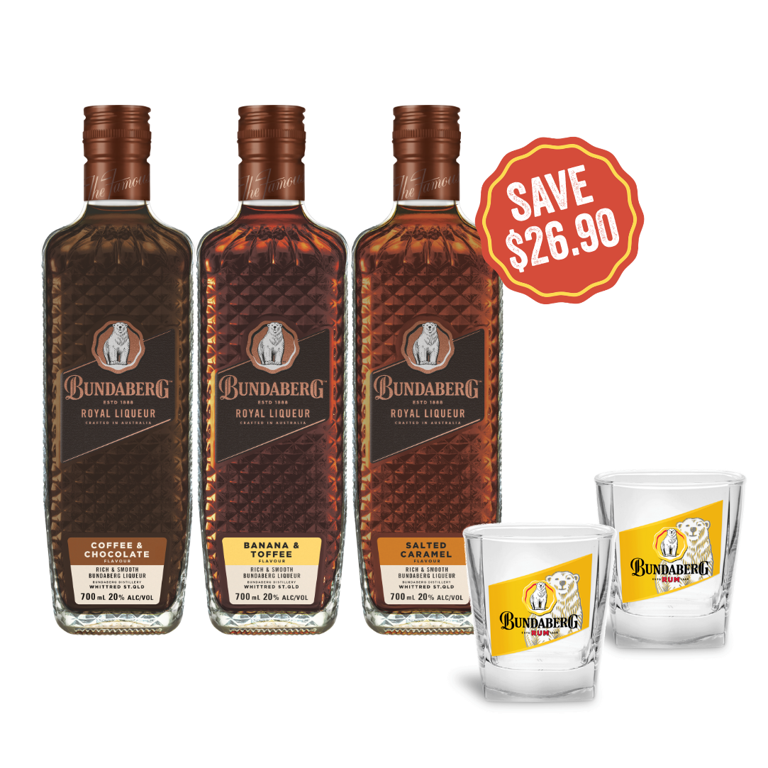 Royal Liqueur Mixed Flavour 3 Pack plus Set of 2 Glasses