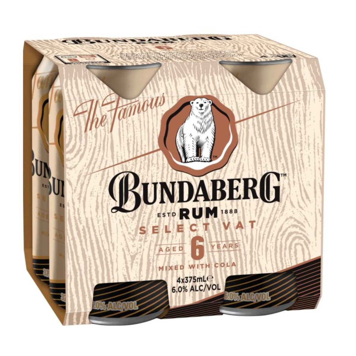 Bundaberg Rum Select Vat & Cola 4 pack 375ml