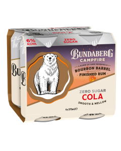 Bundaberg Campfire Rum & Cola Zero Sugar 4 Pack 375ml