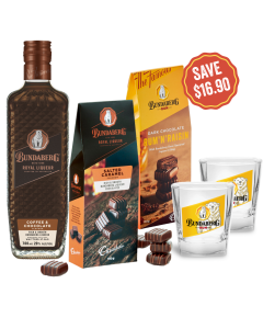 Bundaberg Coffee & Chocolate Royal Liqueur with Chocolates and Set of 2 glasses