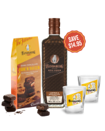 Bundaberg Coffee and Chocolate Liqueur, Rum and Raisin Chocolate and Set of 2 Spirit Glasses