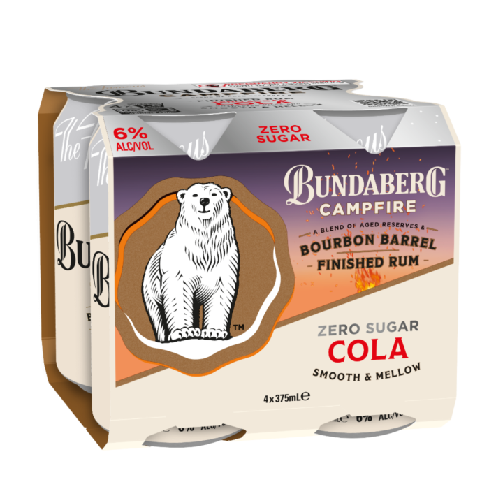Bundaberg Campfire Rum & Cola Zero Sugar 4 Pack 375ml